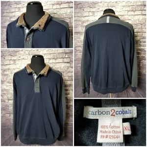 CARBON 2 COBALT XL 1/4 SNAP SHERPA COLLAR SWEATER